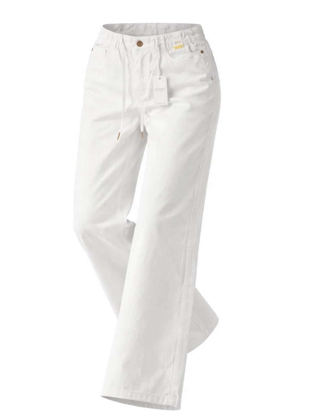 NWOT Judy Blue High Rise Palazzo Drawstring Pants Neutral Staple Sz 7/28 Short - Picture 2 of 11